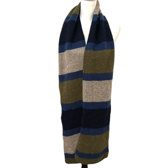 GAP Other - Gap Scarf Mens OS Colorblock Striped Preppy Neck Warmer Lambs Wool Navy
